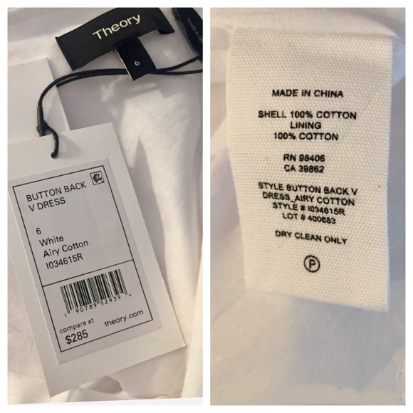 Theory White V Button Down Back Cotton Dress - Picture 8 of 8